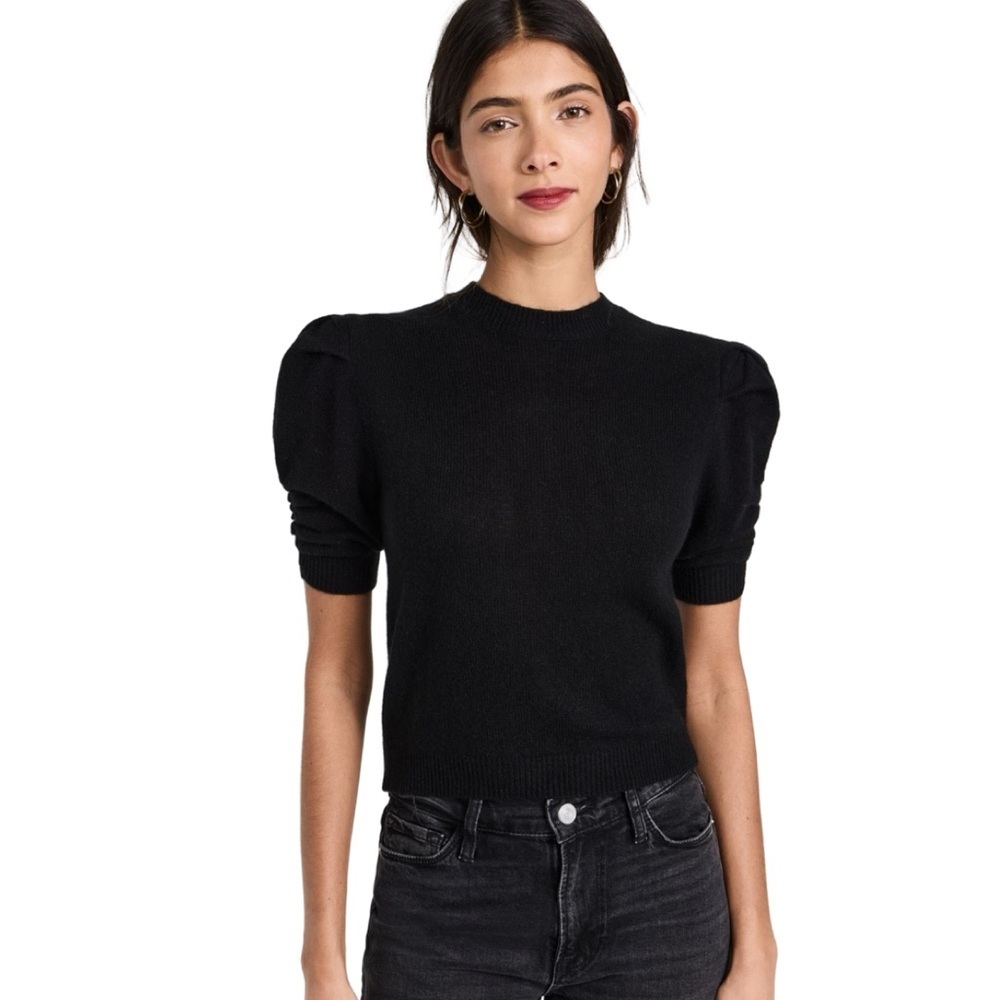 FRAME Ruched Sleeve Cashmere Sweater